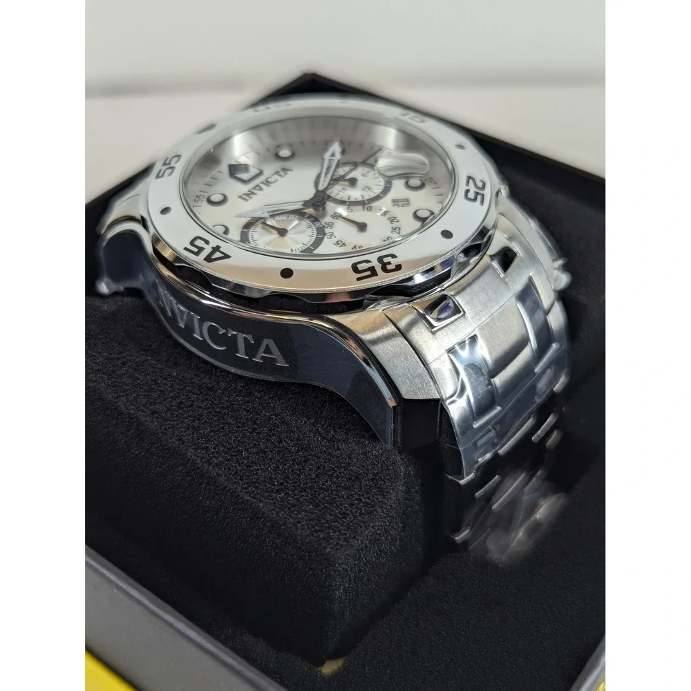 Invicta Pro Diver SCUBA 0071 Mens Chronograph Watch 48mm Silver Steel New